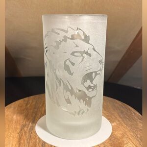 Frosted Glass Lion Head LEO Zodiac Beer Mug